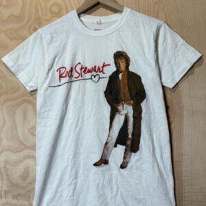 Vintage Rod Stewart Graphic Tee - Classic Rock Portrait White T-Shirt